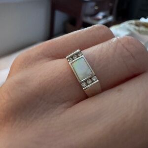 Kabana Solid 14K White Gold Diamond MOP MOTHER OF PEARL Women’s Ring SIZE 6